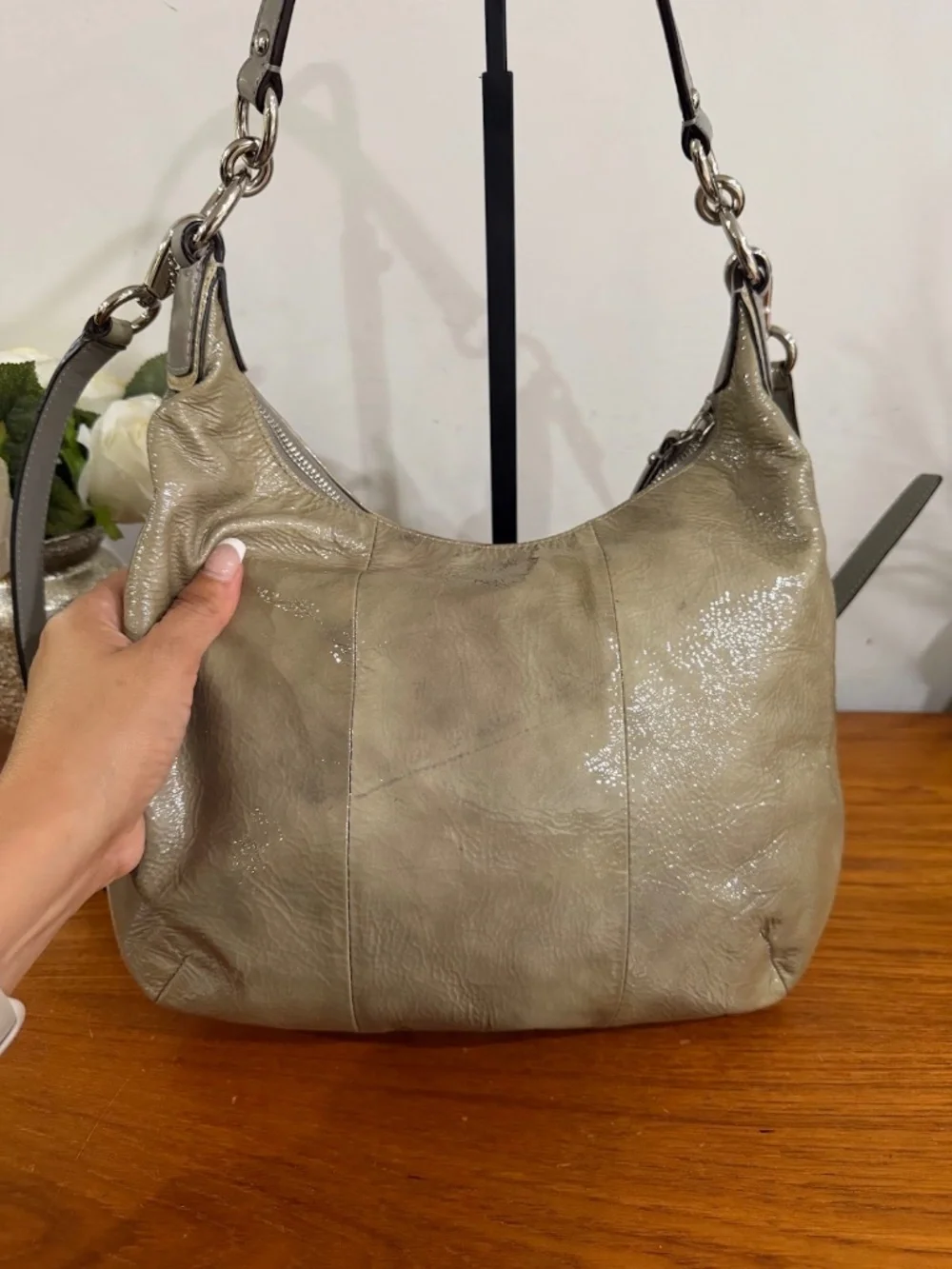 Coach Kristin Patent Leather Convertible Shoulder Hobo Bag Style 19299
